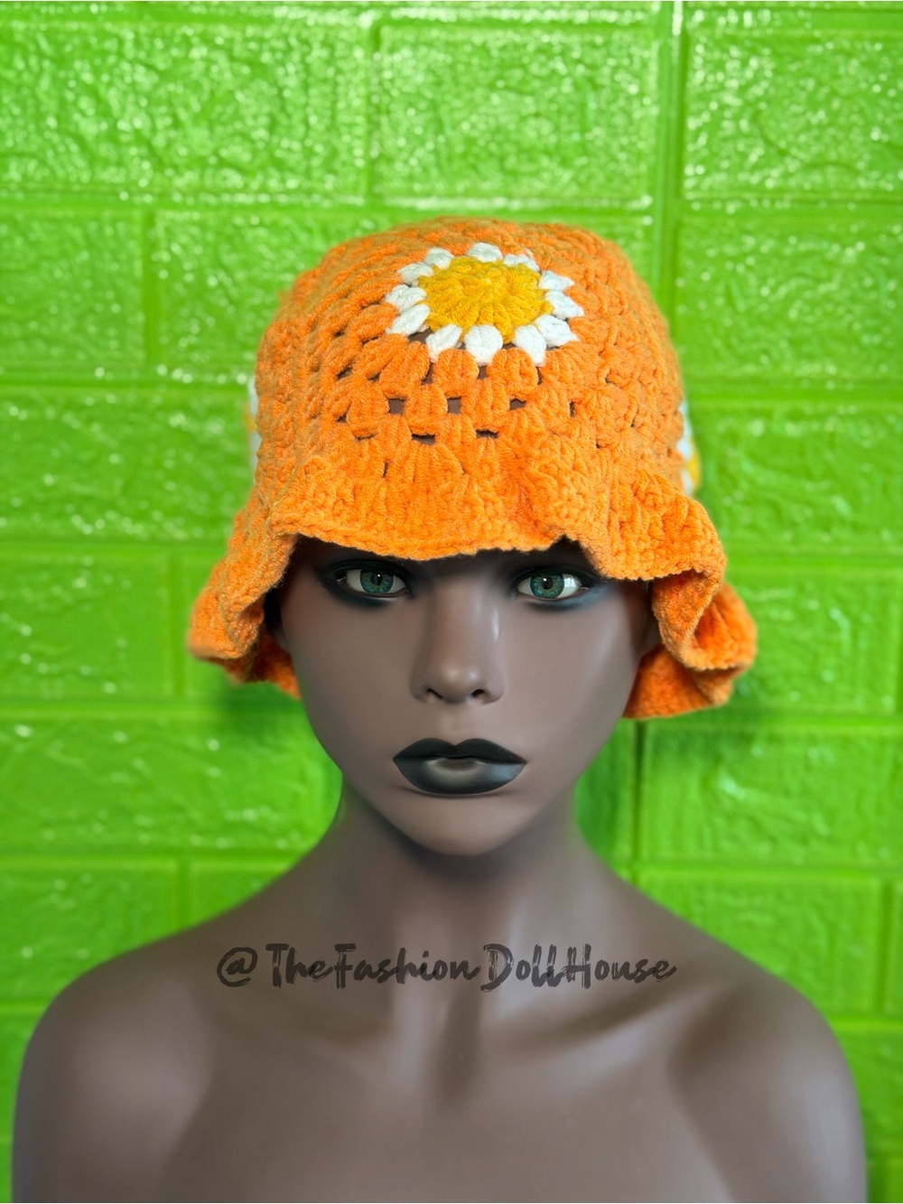 Orange Sunflower Crochet Bucket Hat